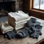 Merino wool thermal undergarments and thick knitted socks